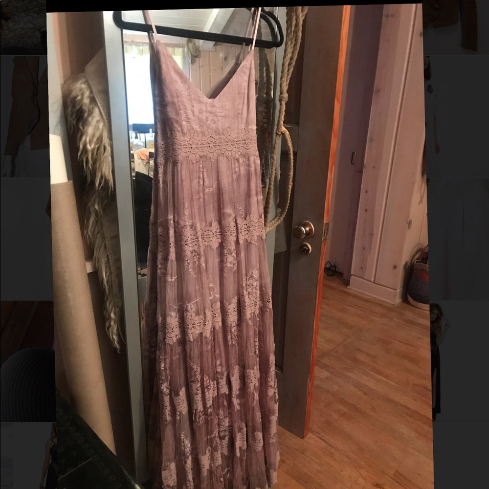 BHLDN Lilac Lace Maxi Dress